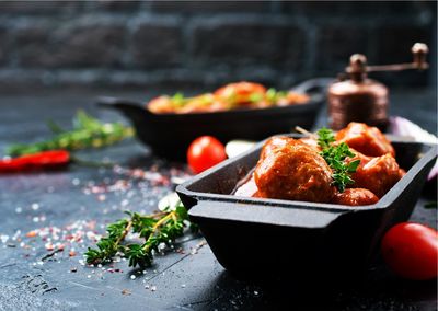 Close-up of food on table