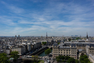 High angle view of buildings in city