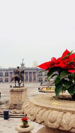 View of statue of historical building against clear sky