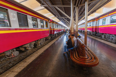 Train on railroad station platform