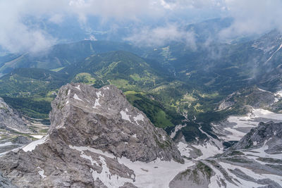 Aerial view of mountain range