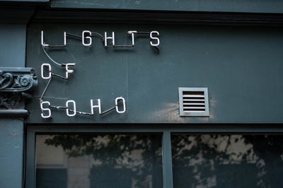 Close-up of information sign