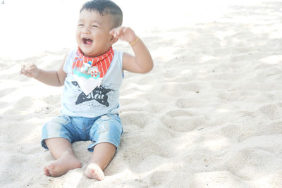 Cute boy on beach