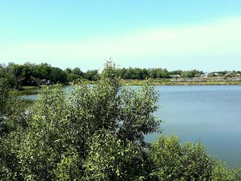 Scenic view of lake against sky
