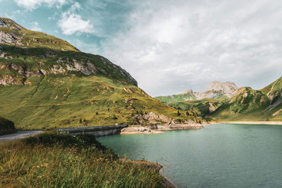 The lake spullersee a high mountain lake in vorarlberg, austria.