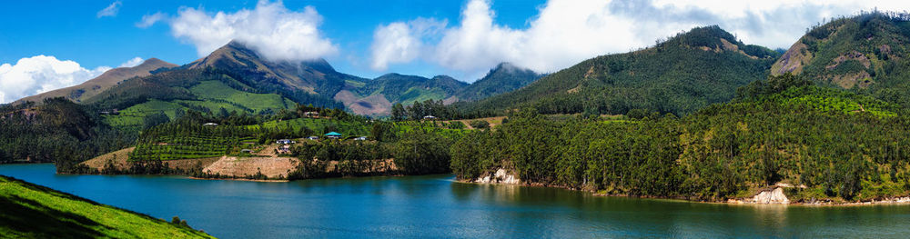 Mattupatti lake in western ghats mountains panorama. kerala, india