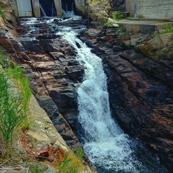 Scenic view of waterfall in forest