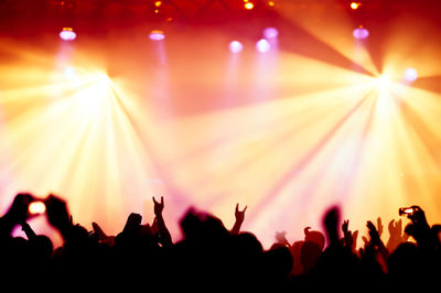 Crowd enjoying at music concert at night