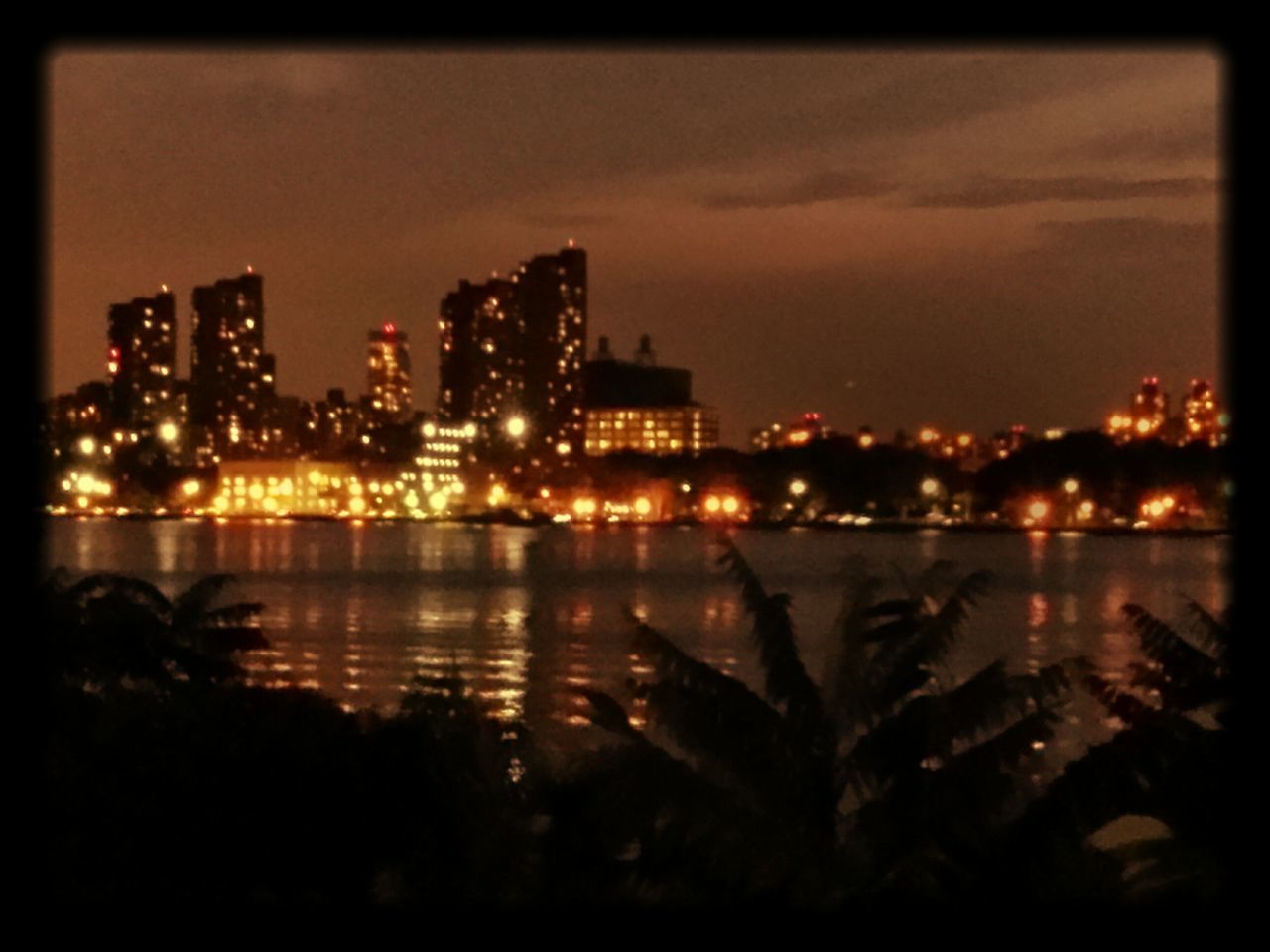 illuminated, building exterior, architecture, city, night, cityscape, built structure, water, sky, river, reflection, transfer print, auto post production filter, dusk, skyscraper, city life, waterfront, urban skyline, residential building, residential district