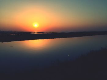 Scenic view of sea during sunset