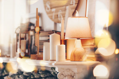 Close-up of containers on table