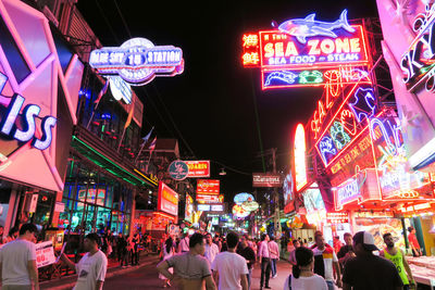 Crowd in city at night