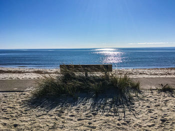 Scenic view of sea against clear sky