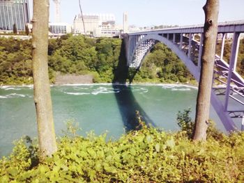 Bridge over river in city