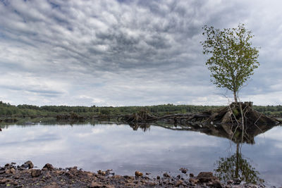 Scenic view of lake against sky