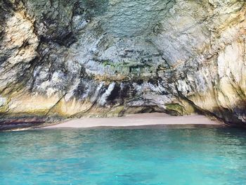 Rock formation in sea