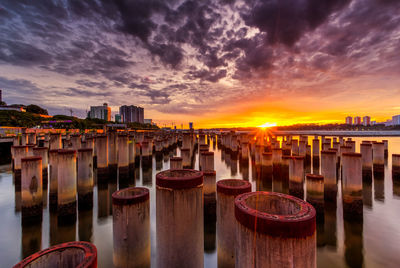 Panoramic view of sea against sky during sunset