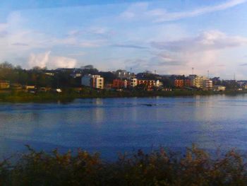 View of buildings in water