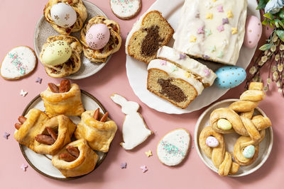 High angle view of food on table