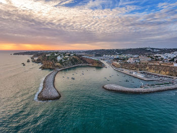 Panoramic view of sea against sky during sunset