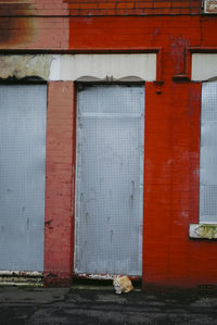 Closed door of building