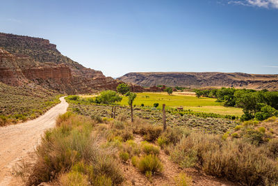 Scenic view of landscape against clear sky