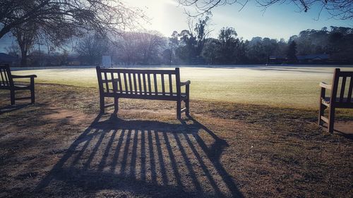 Empty bench in park