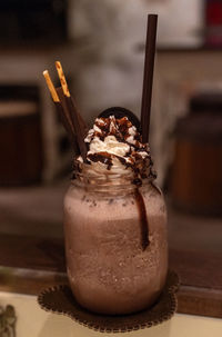 Close-up of drink on table