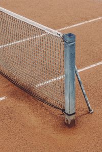 High angle view of basketball court on sand