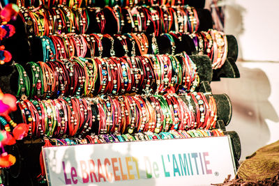 Close-up of multi colored candies for sale