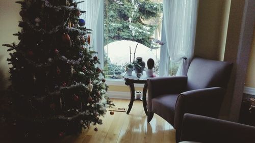 View of trees through window