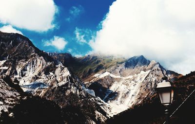 Panoramic view of mountain range against sky