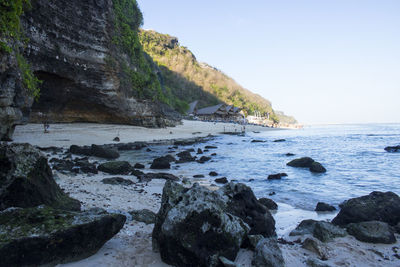 Scenic view of sea against clear sky