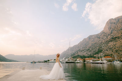 Scenic view of sea against mountains