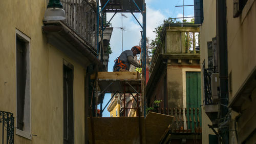 Low angle view of buildings in construction site