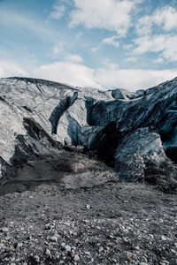 Scenic view of snow covered mountains