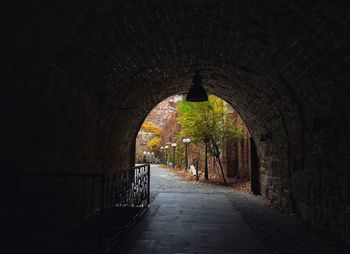 Tunnel seen through archway