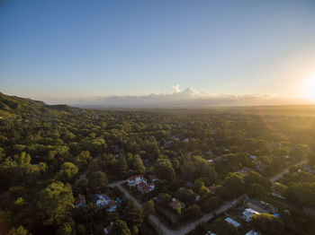 High angle view of townscape against sky