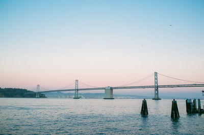 Suspension bridge over river