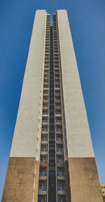 Low angle view of building against clear blue sky