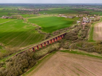 High angle view of road amidst landscape