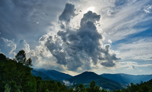 Scenic view of mountains against sky