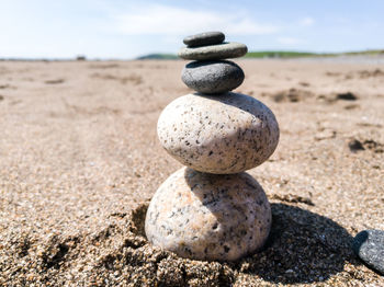 Surface level of stones on beach