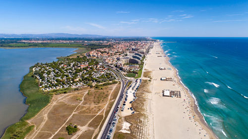 High angle view of beach against sky