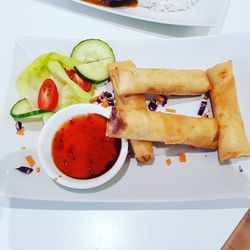 High angle view of meal served in plate
