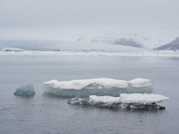 Scenic view of frozen sea against sky