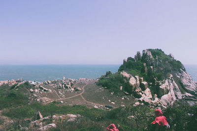 Scenic view of sea against clear sky