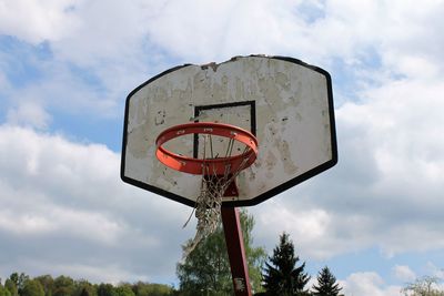 Low angle view of basketball hoop against sky