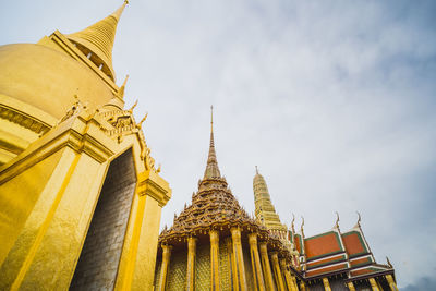 Low angle view of temple building against sky