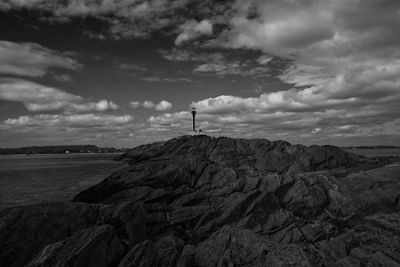 Scenic view of rock formations against sky